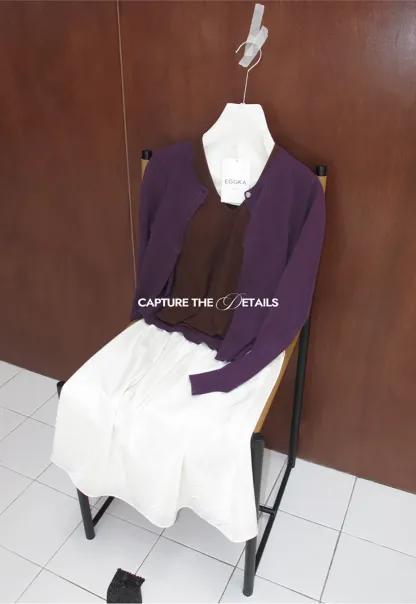 Cropped Cardigan with Collar Detail Woolen Knit Sweater