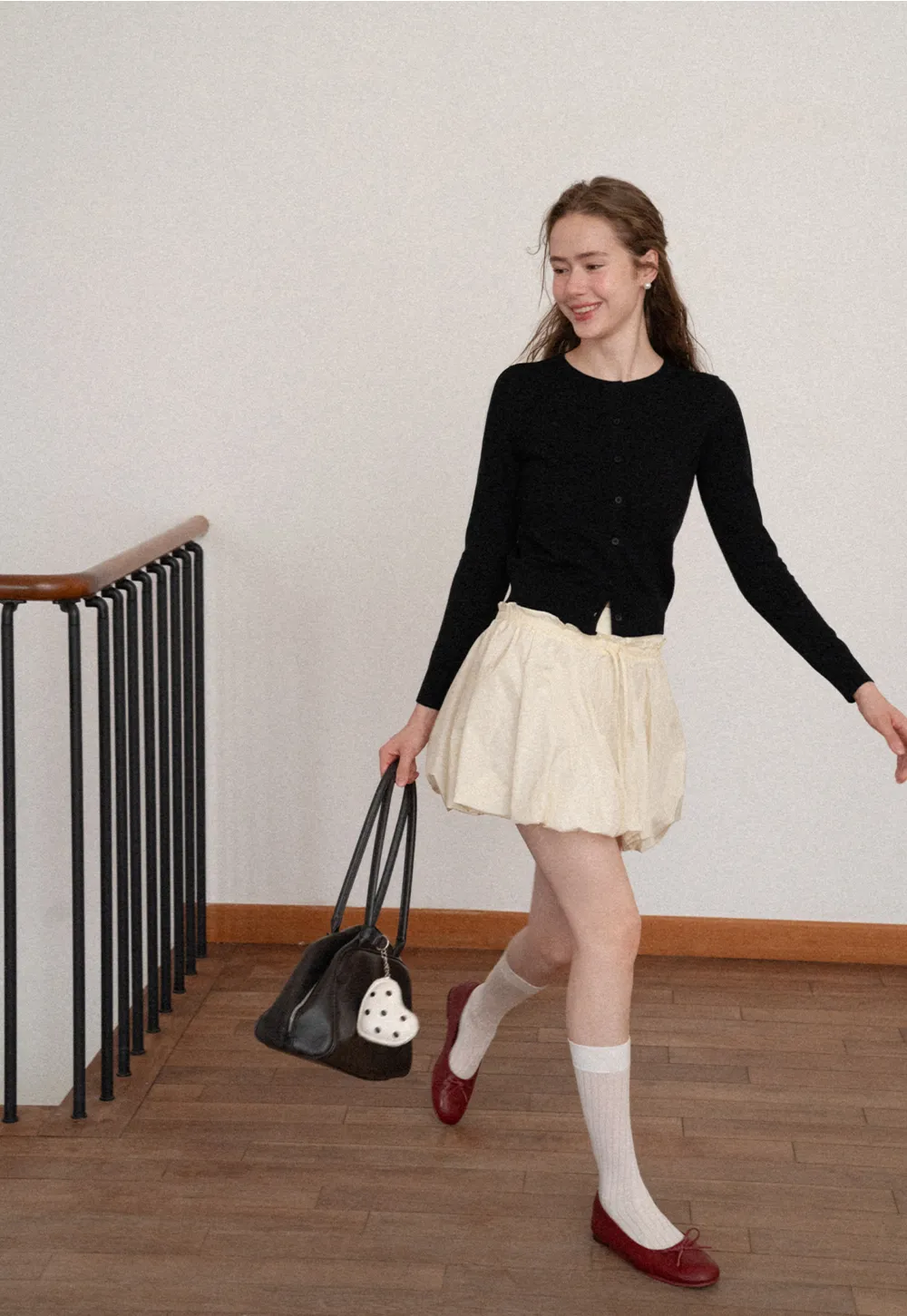 Cropped Cardigan with Collar Detail Woolen Knit Sweater