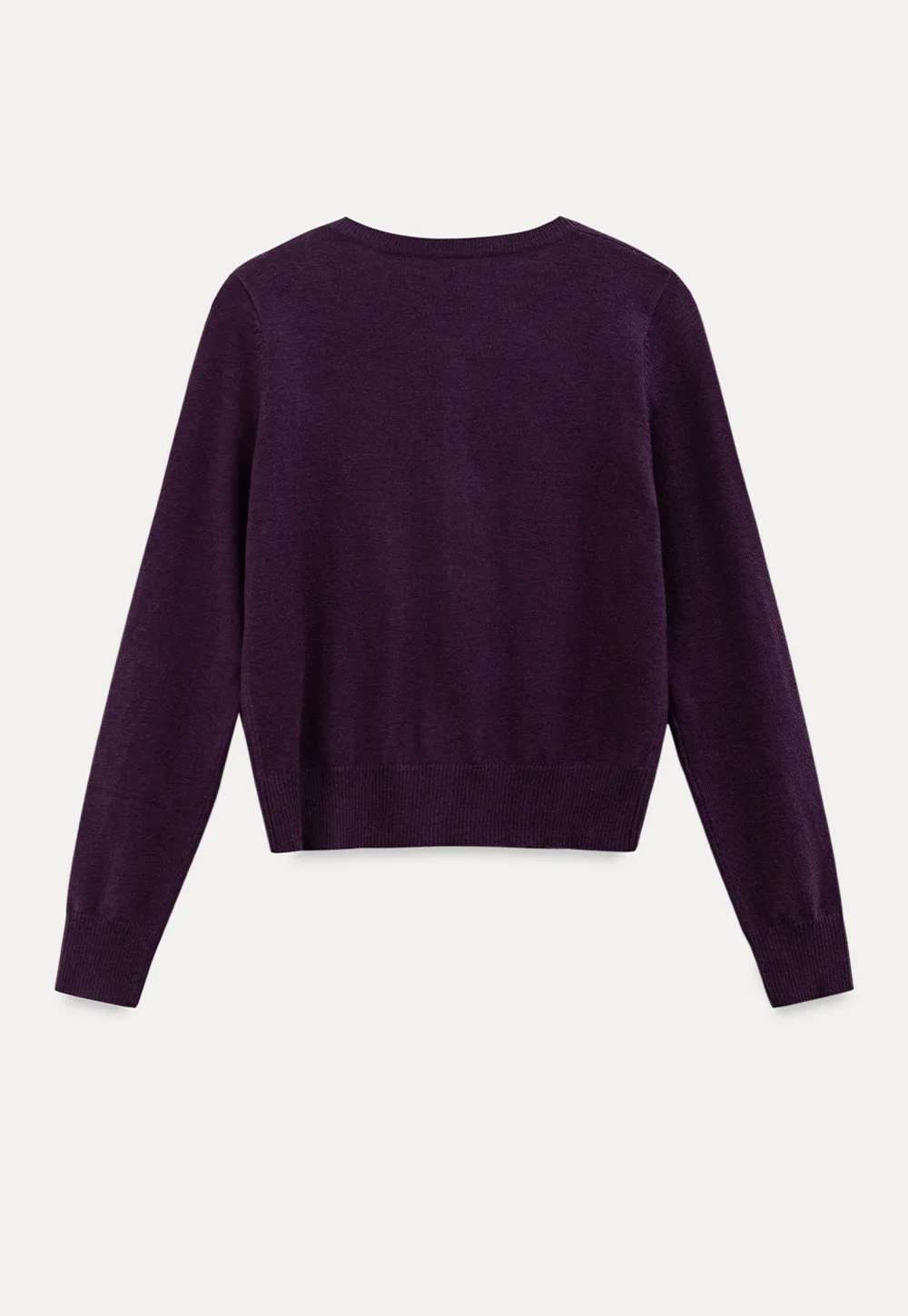 Cropped Cardigan with Collar Detail Woolen Knit Sweater
