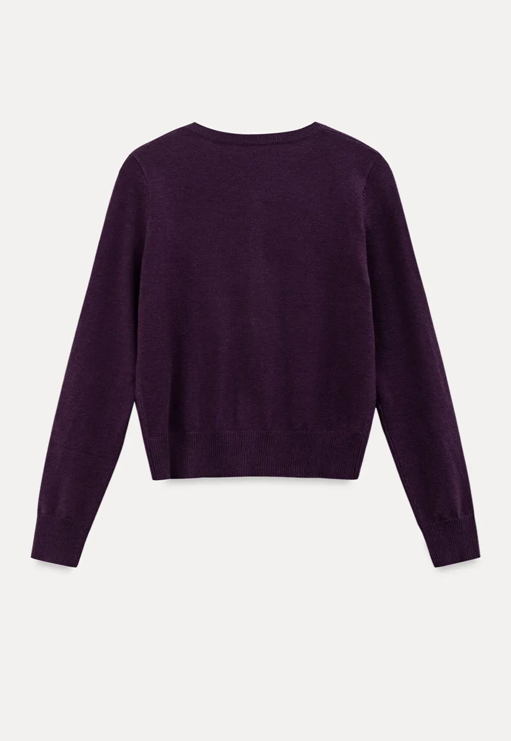 Cropped Cardigan with Collar Detail Woolen Knit Sweater