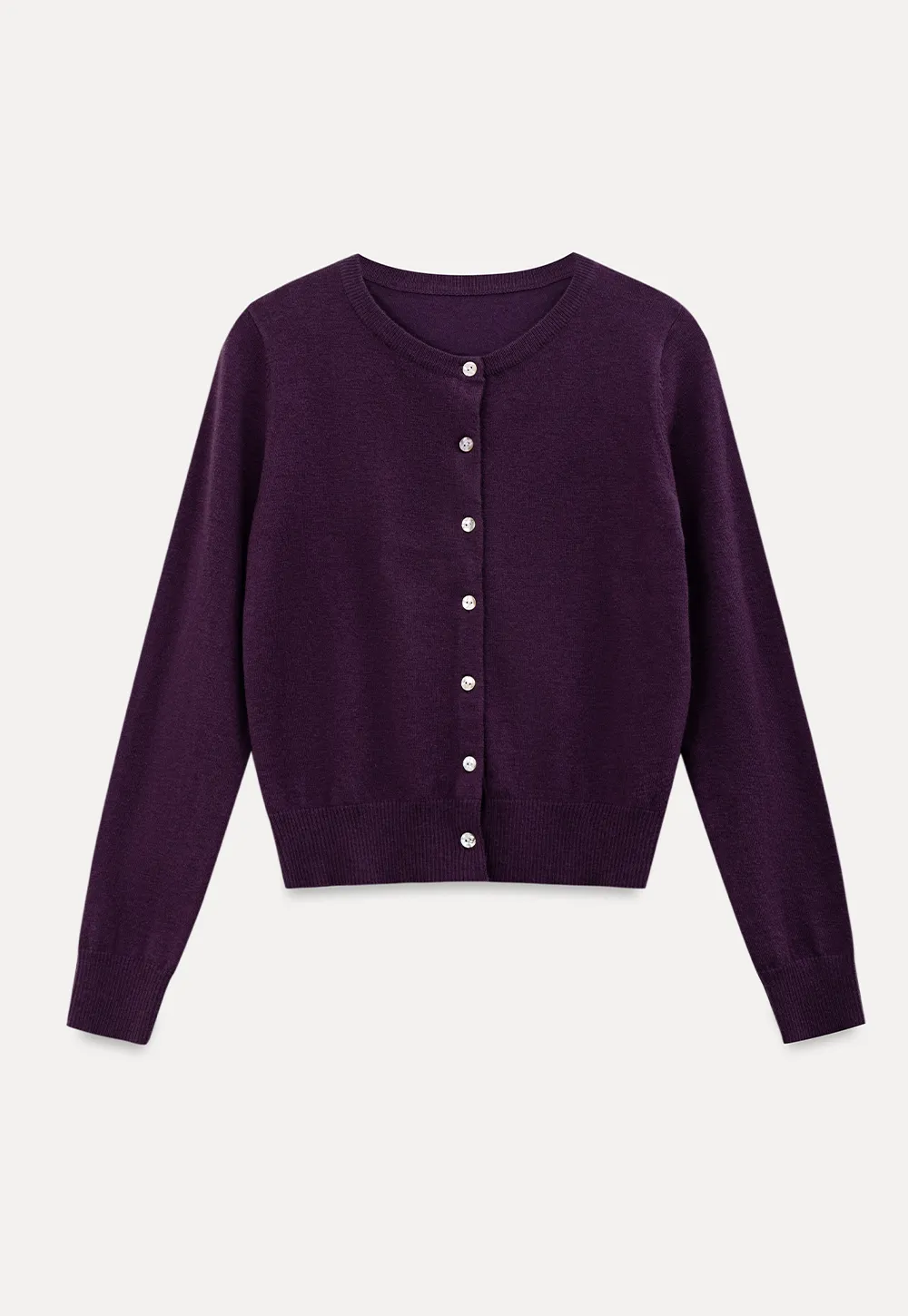 Cropped Cardigan with Collar Detail Woolen Knit Sweater