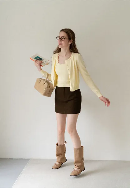 Eyelet Pattern Cardigan with Button Front