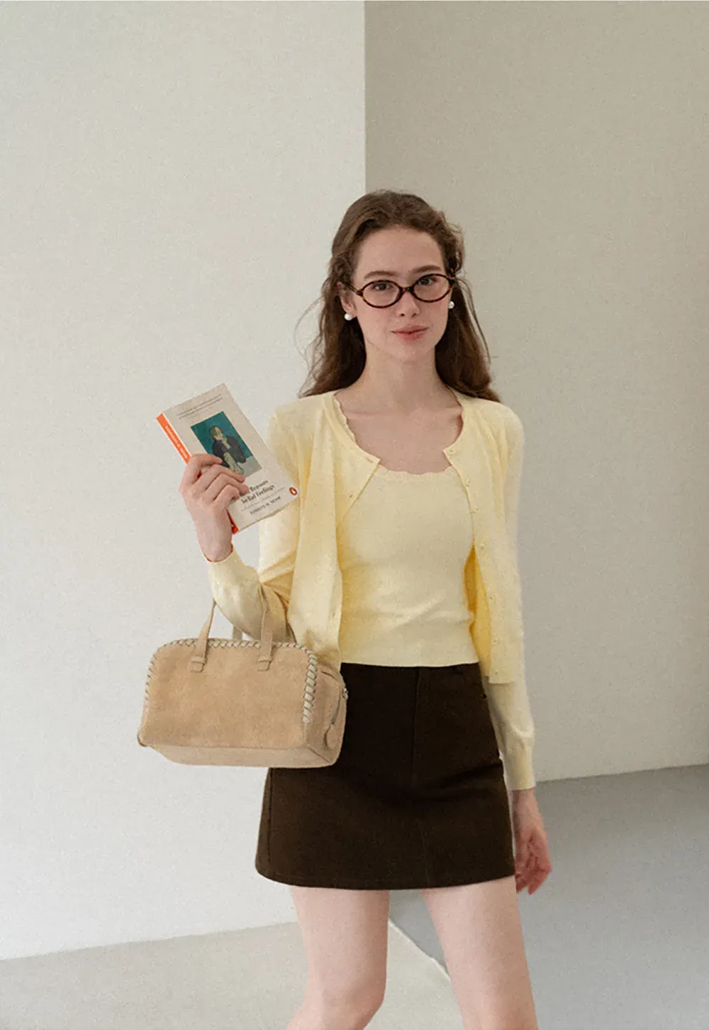Eyelet Pattern Cardigan with Button Front