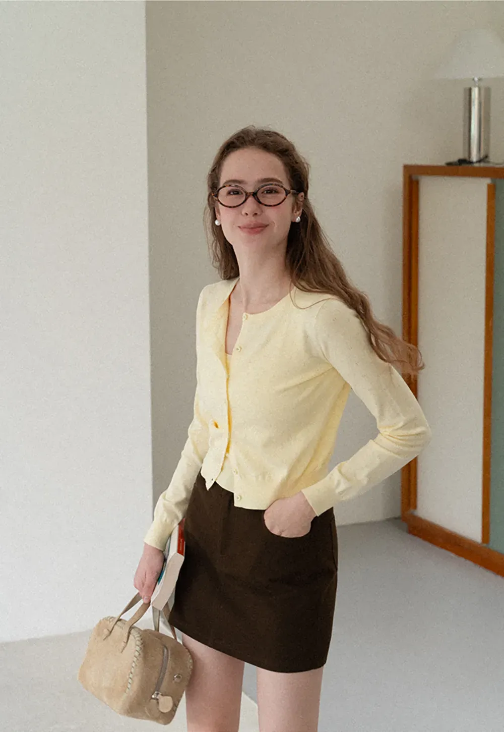 Eyelet Pattern Cardigan with Button Front