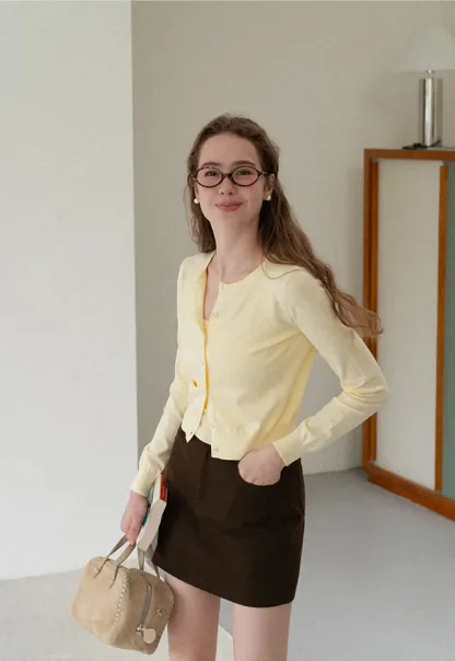 Eyelet Pattern Cardigan with Button Front