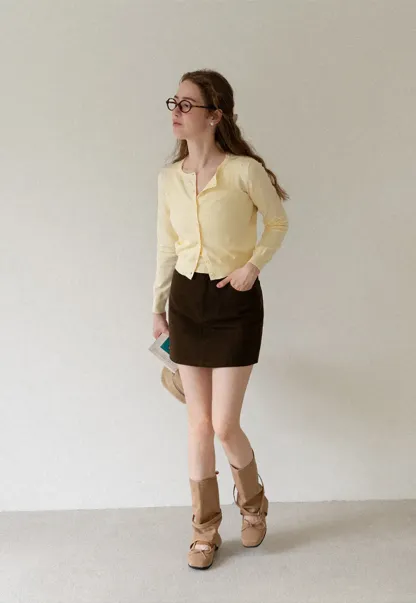 Eyelet Pattern Cardigan with Button Front
