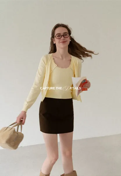Eyelet Pattern Cardigan with Button Front