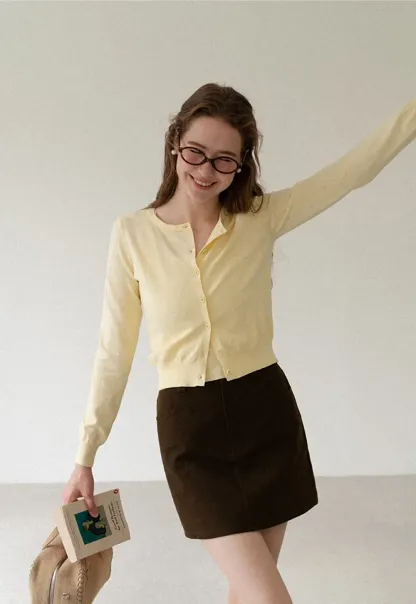 Eyelet Pattern Cardigan with Button Front