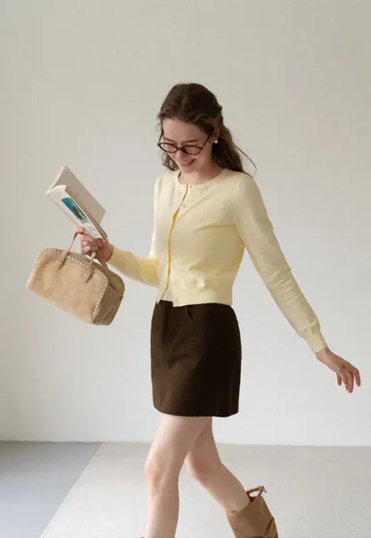 Eyelet Pattern Cardigan with Button Front