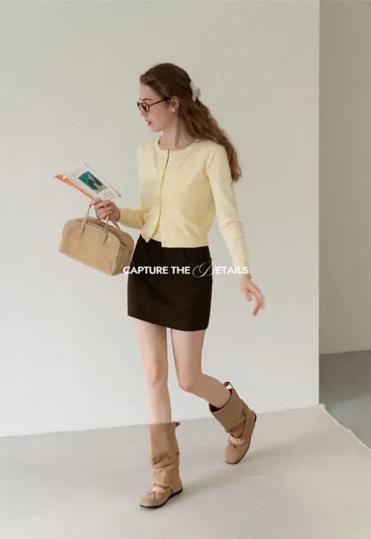 Eyelet Pattern Cardigan with Button Front