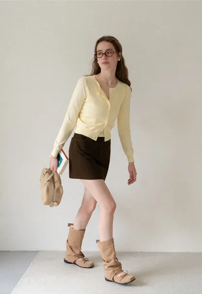 Eyelet Pattern Cardigan with Button Front
