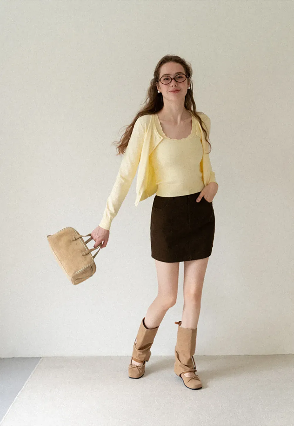 Eyelet Pattern Cardigan with Button Front
