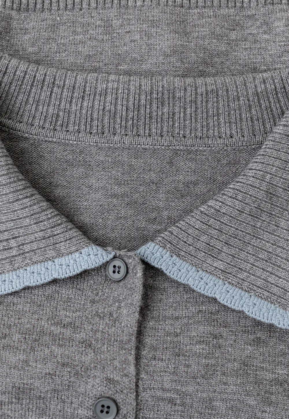 Contrast Trim Collar Cardigan Woolen Knit Sweater