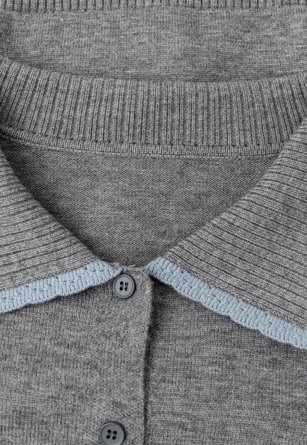 Contrast Trim Collar Cardigan Woolen Knit Sweater