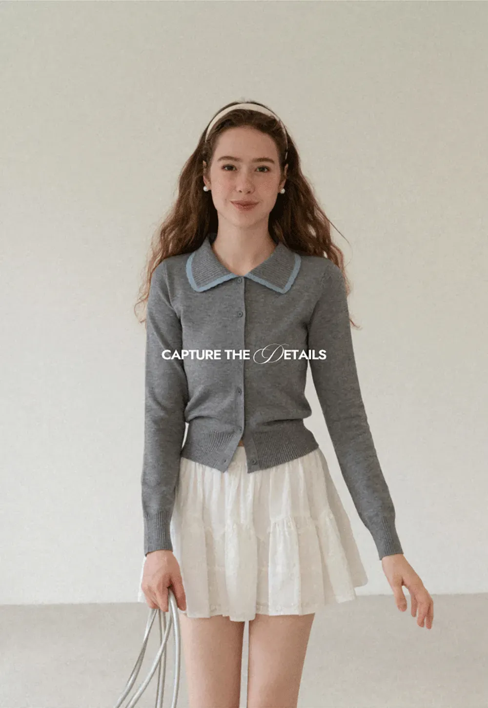 Contrast Trim Collar Cardigan Woolen Knit Sweater