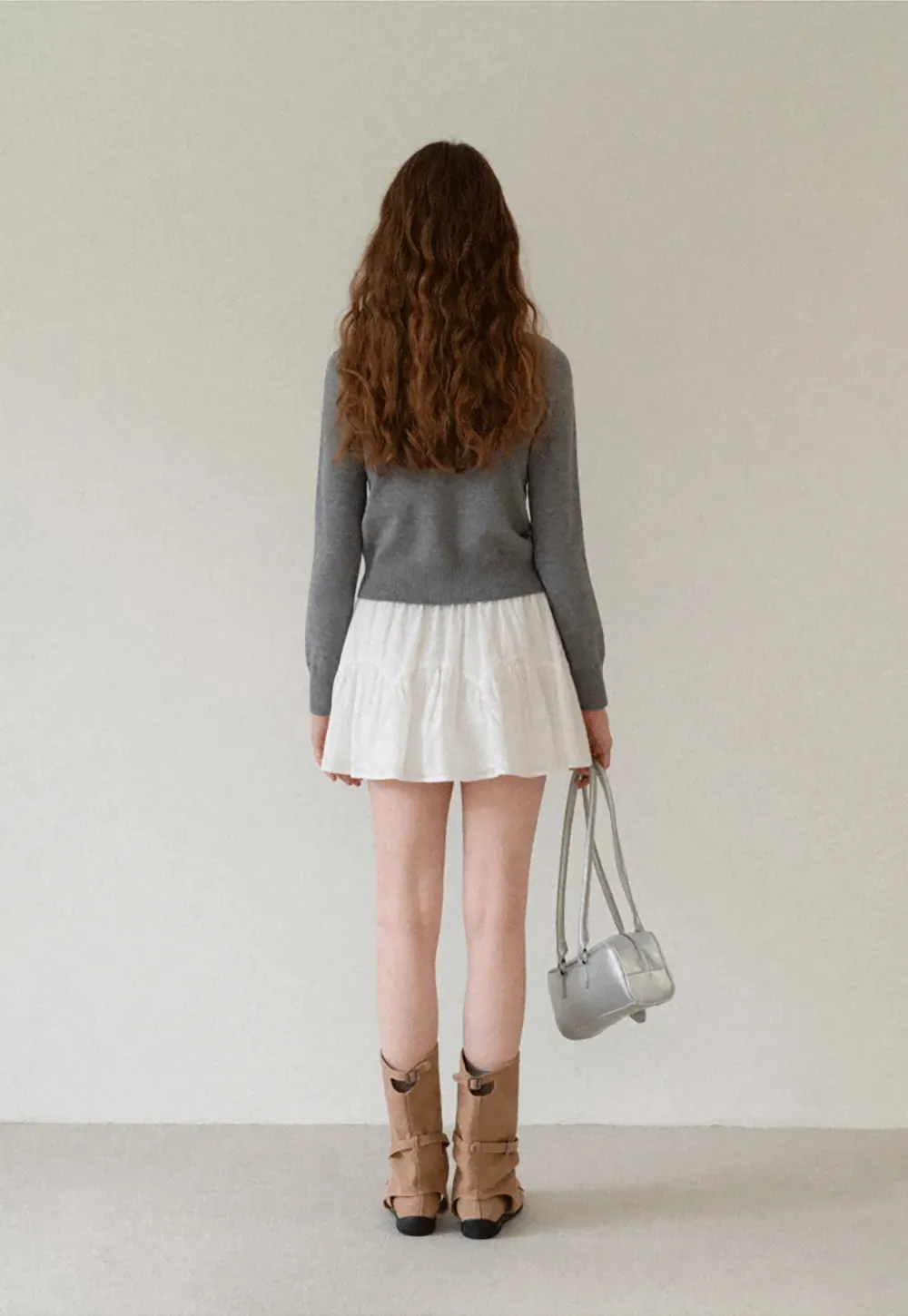 Contrast Trim Collar Cardigan Woolen Knit Sweater