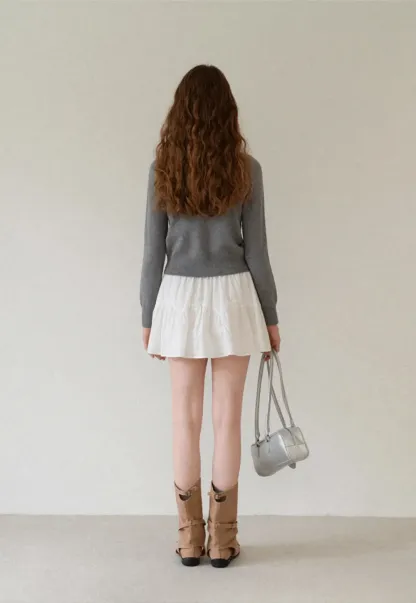 Contrast Trim Collar Cardigan Woolen Knit Sweater