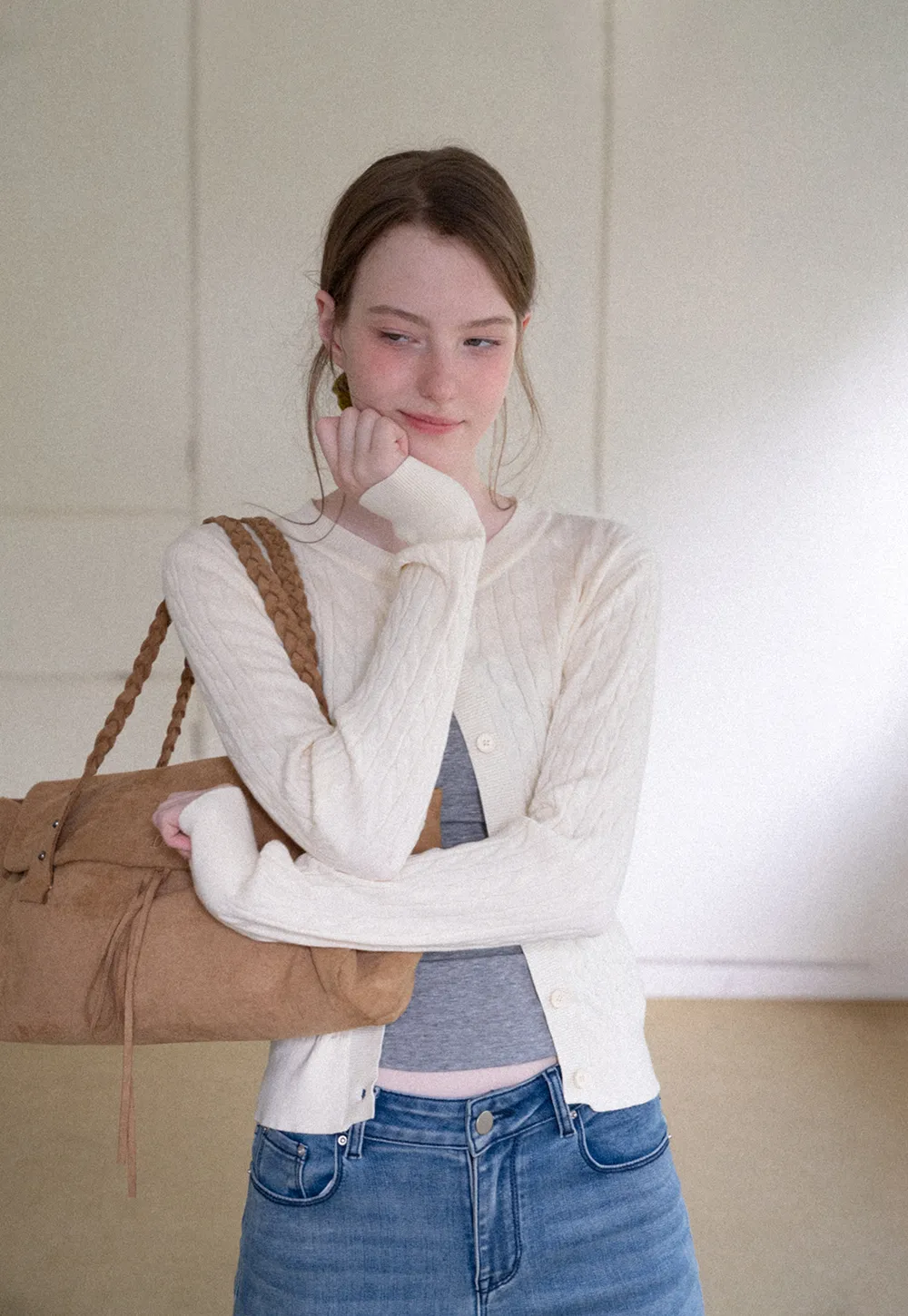 Cable Knit Cardigan Woolen Knit Sweater