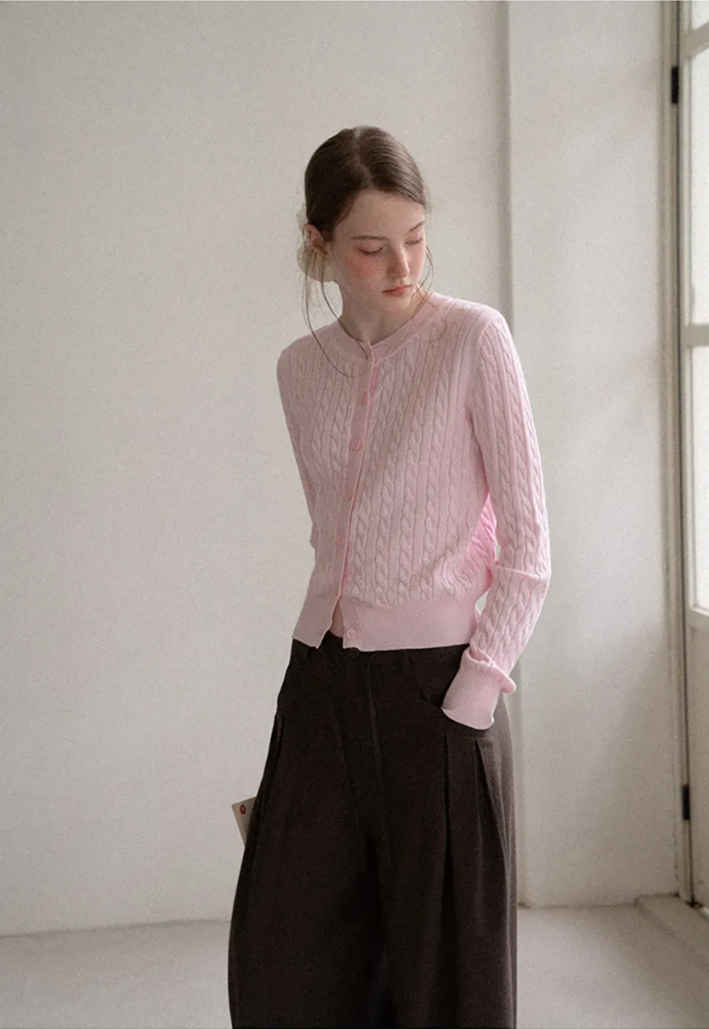 Cable Knit Cardigan Woolen Knit Sweater