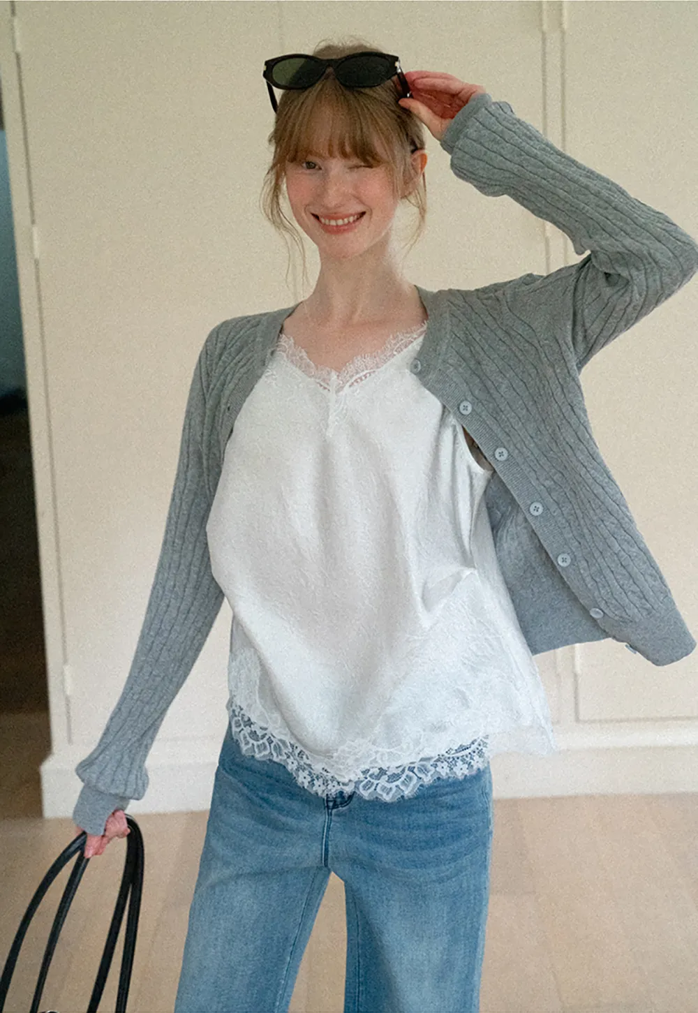Cable Knit Cardigan Woolen Knit Sweater