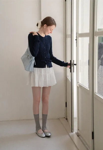 Cable Knit Cardigan Woolen Knit Sweater