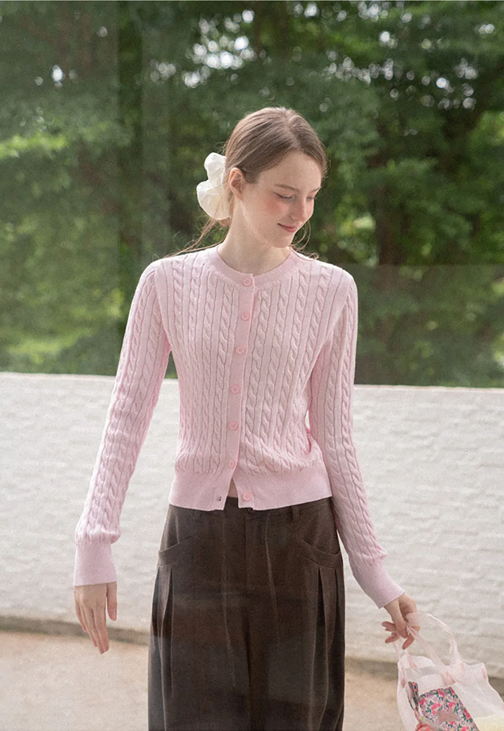 Cable Knit Cardigan Woolen Knit Sweater
