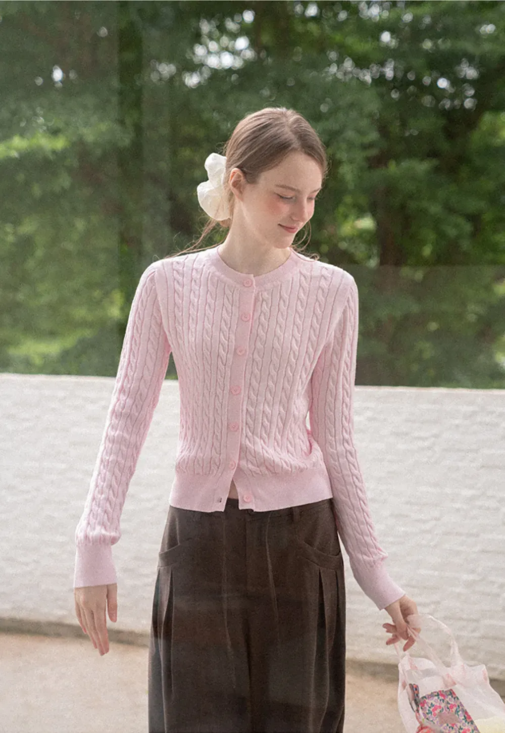 Cable Knit Cardigan Woolen Knit Sweater