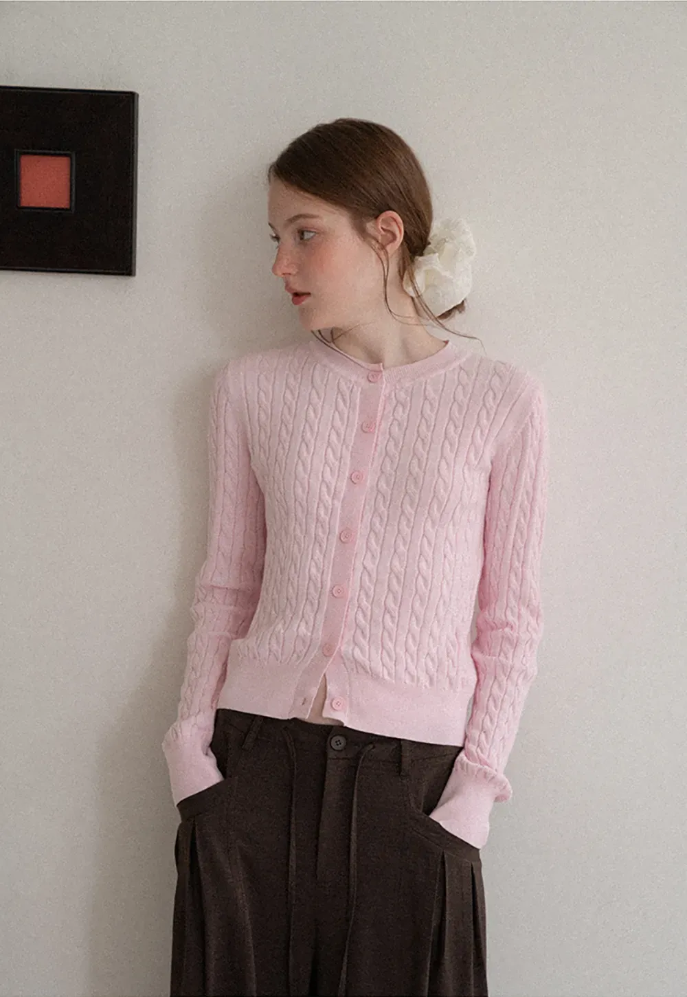 Cable Knit Cardigan Woolen Knit Sweater