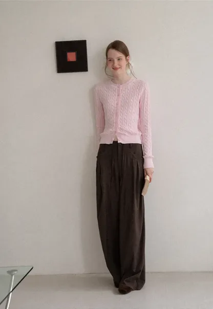 Cable Knit Cardigan Woolen Knit Sweater