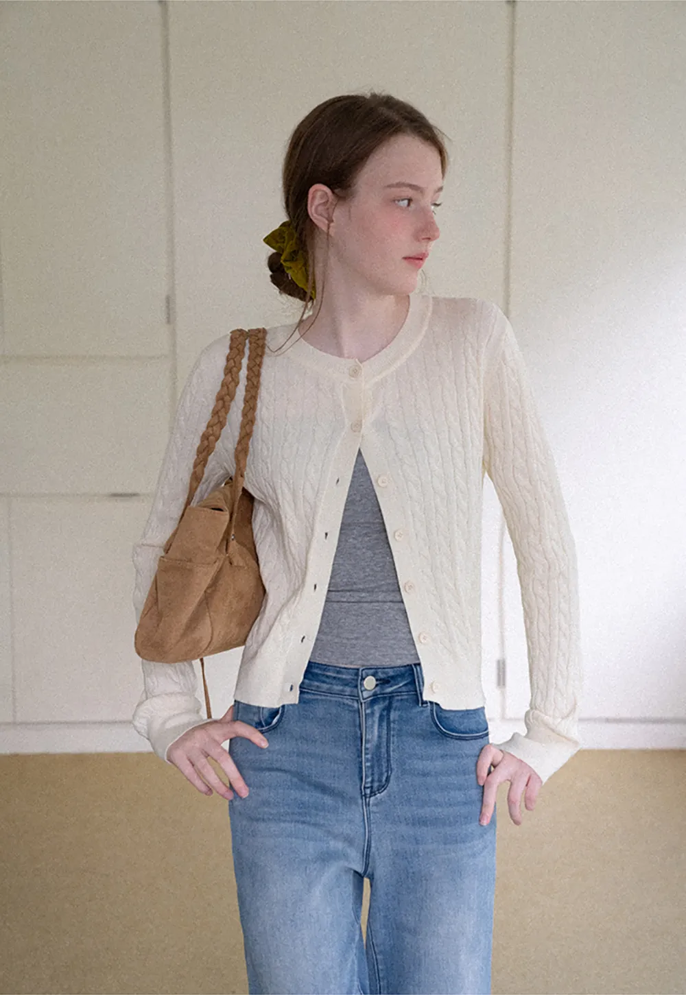 Cable Knit Cardigan Woolen Knit Sweater