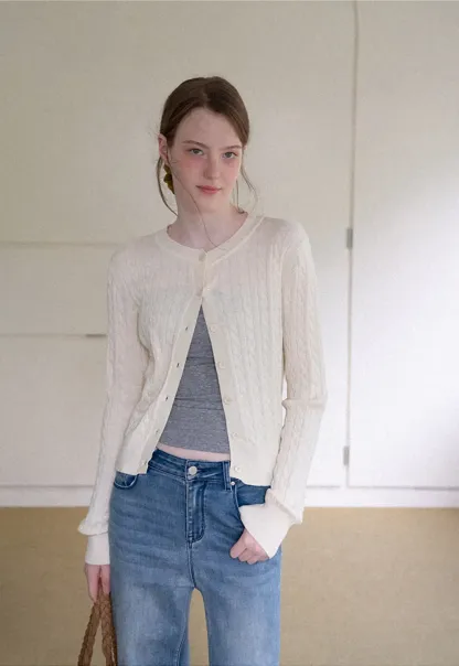 Cable Knit Cardigan Woolen Knit Sweater