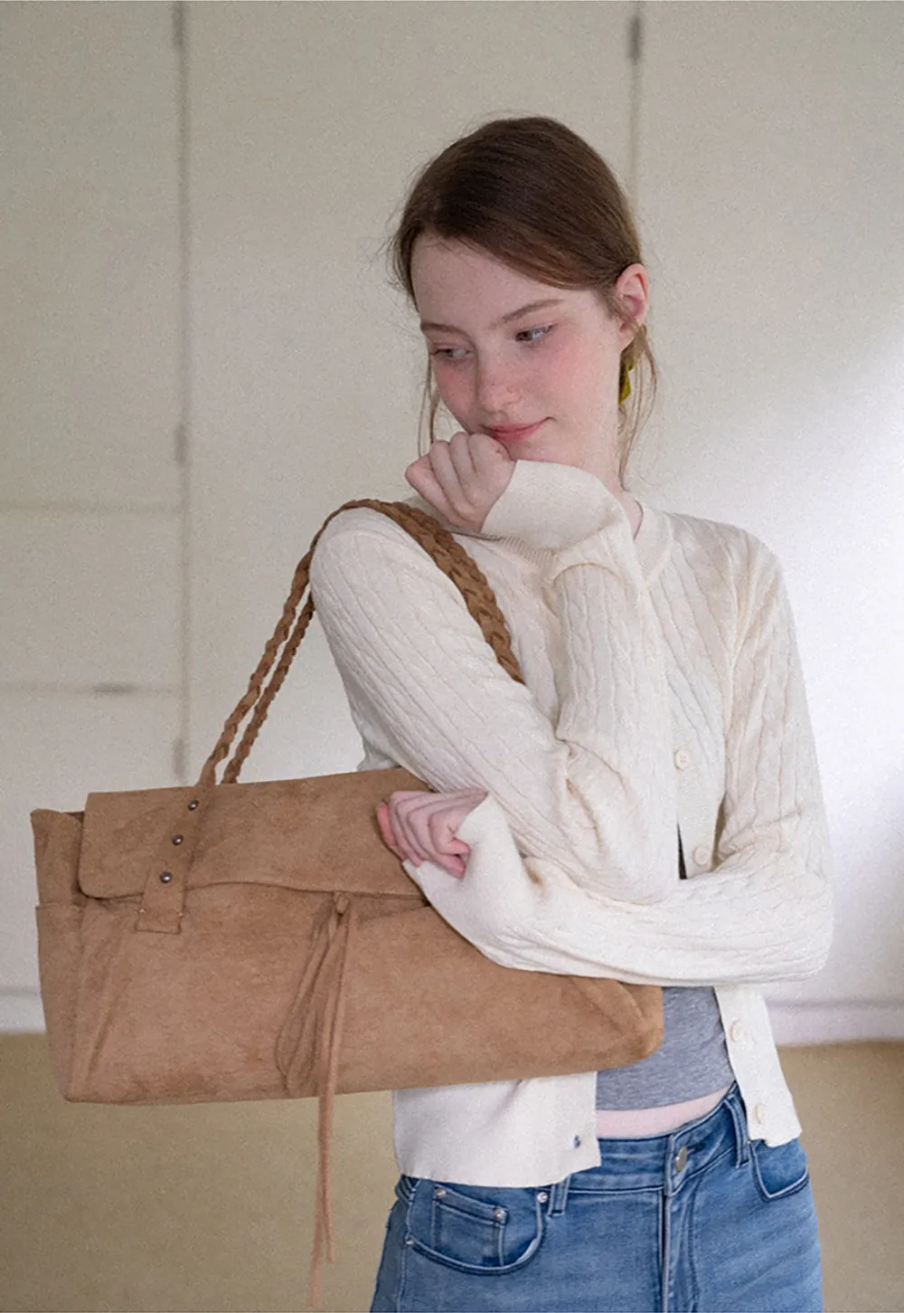 Cable Knit Cardigan Woolen Knit Sweater