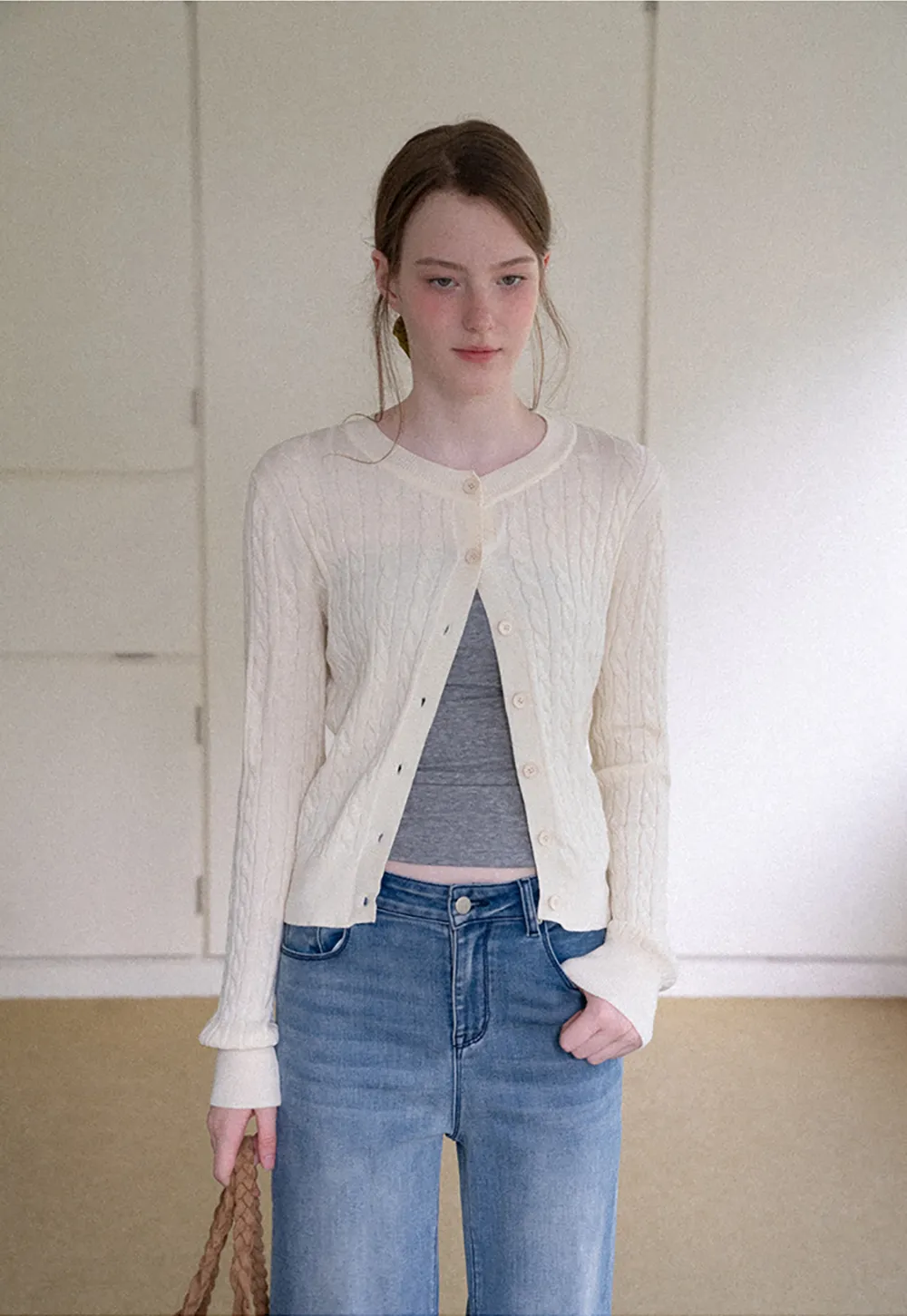 Cable Knit Cardigan Woolen Knit Sweater