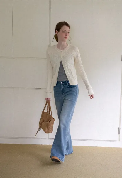 Cable Knit Cardigan Woolen Knit Sweater