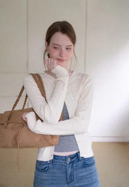 Cable Knit Cardigan Woolen Knit Sweater