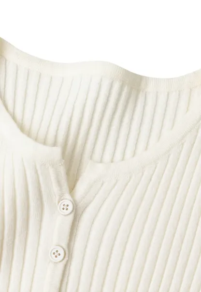 Ribbed Knit Cardigan with Button Front and Long Sleeves
