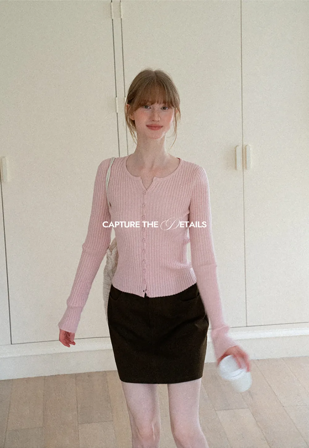 Ribbed Knit Cardigan with Button Front and Long Sleeves