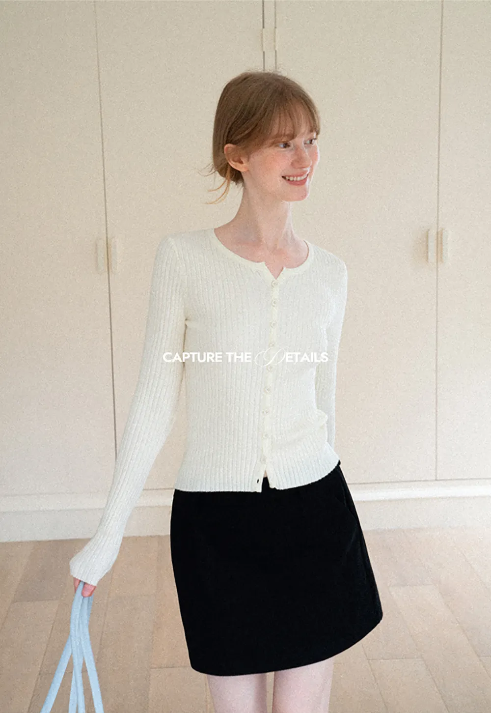 Ribbed Knit Cardigan with Button Front and Long Sleeves