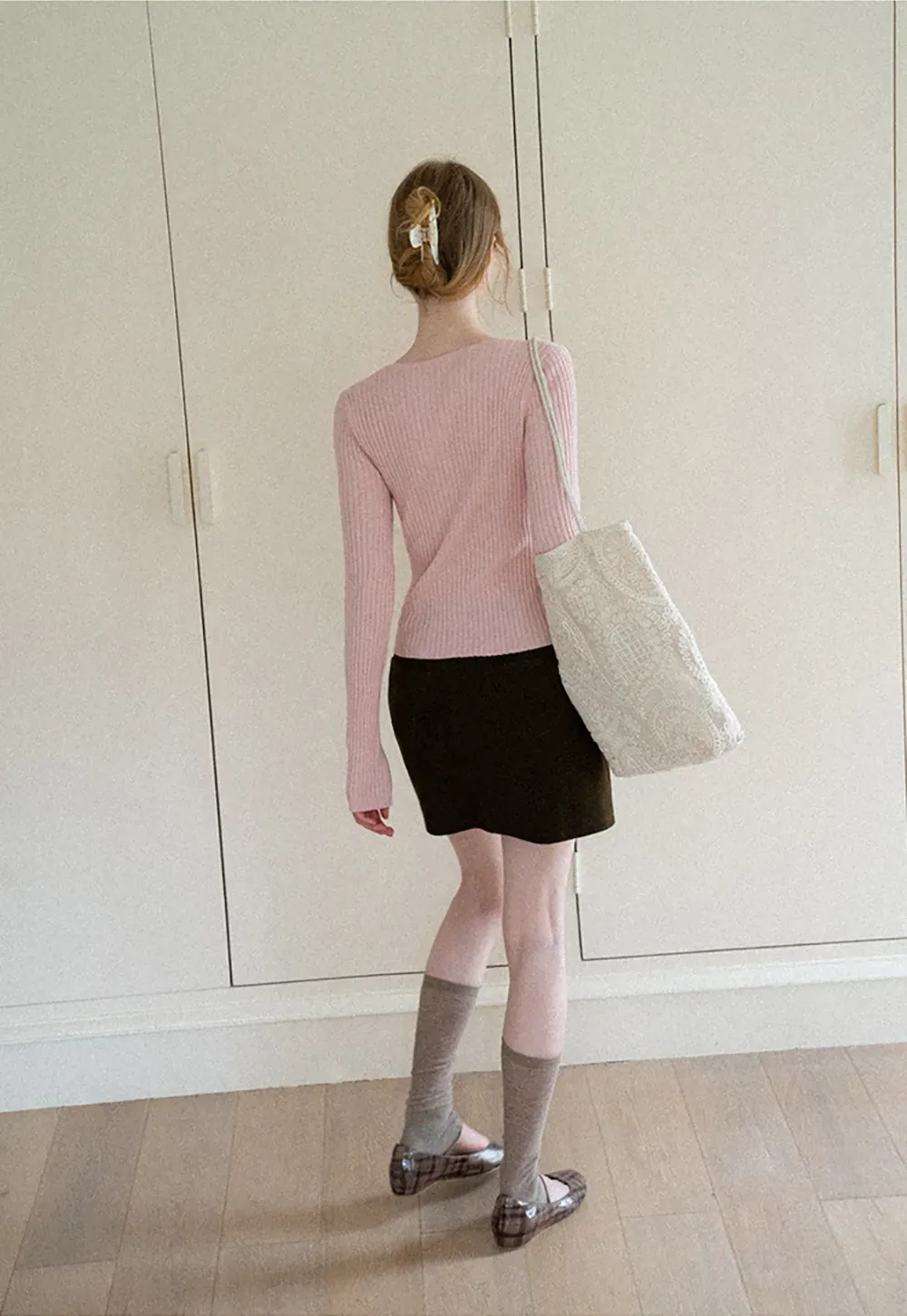 Ribbed Knit Cardigan with Button Front and Long Sleeves