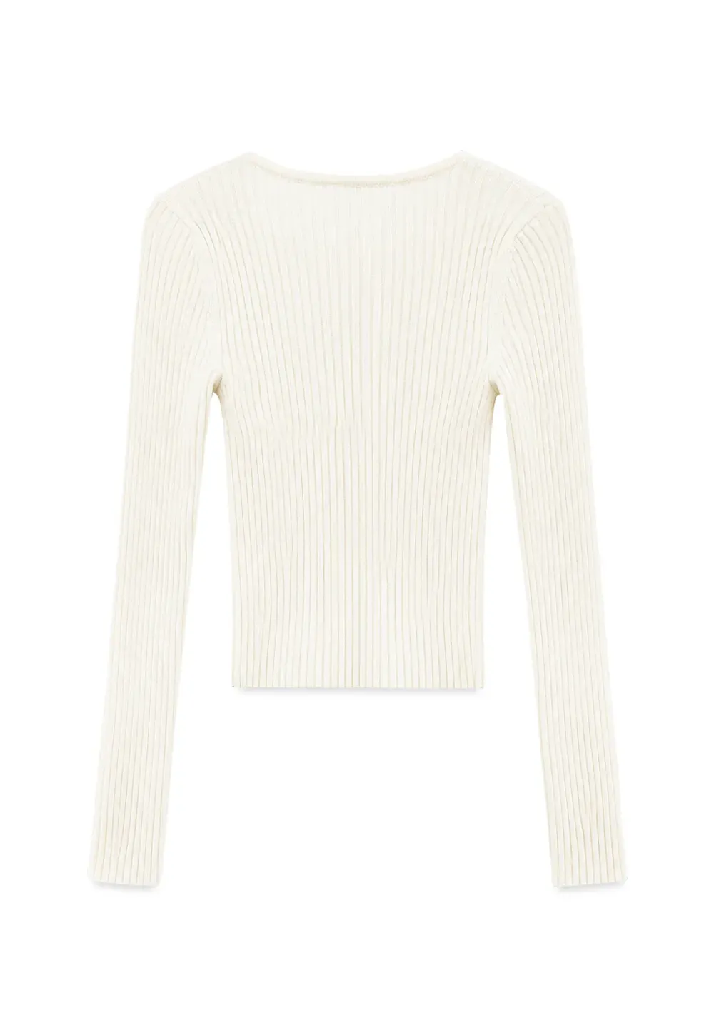Ribbed Knit Cardigan with Button Front and Long Sleeves