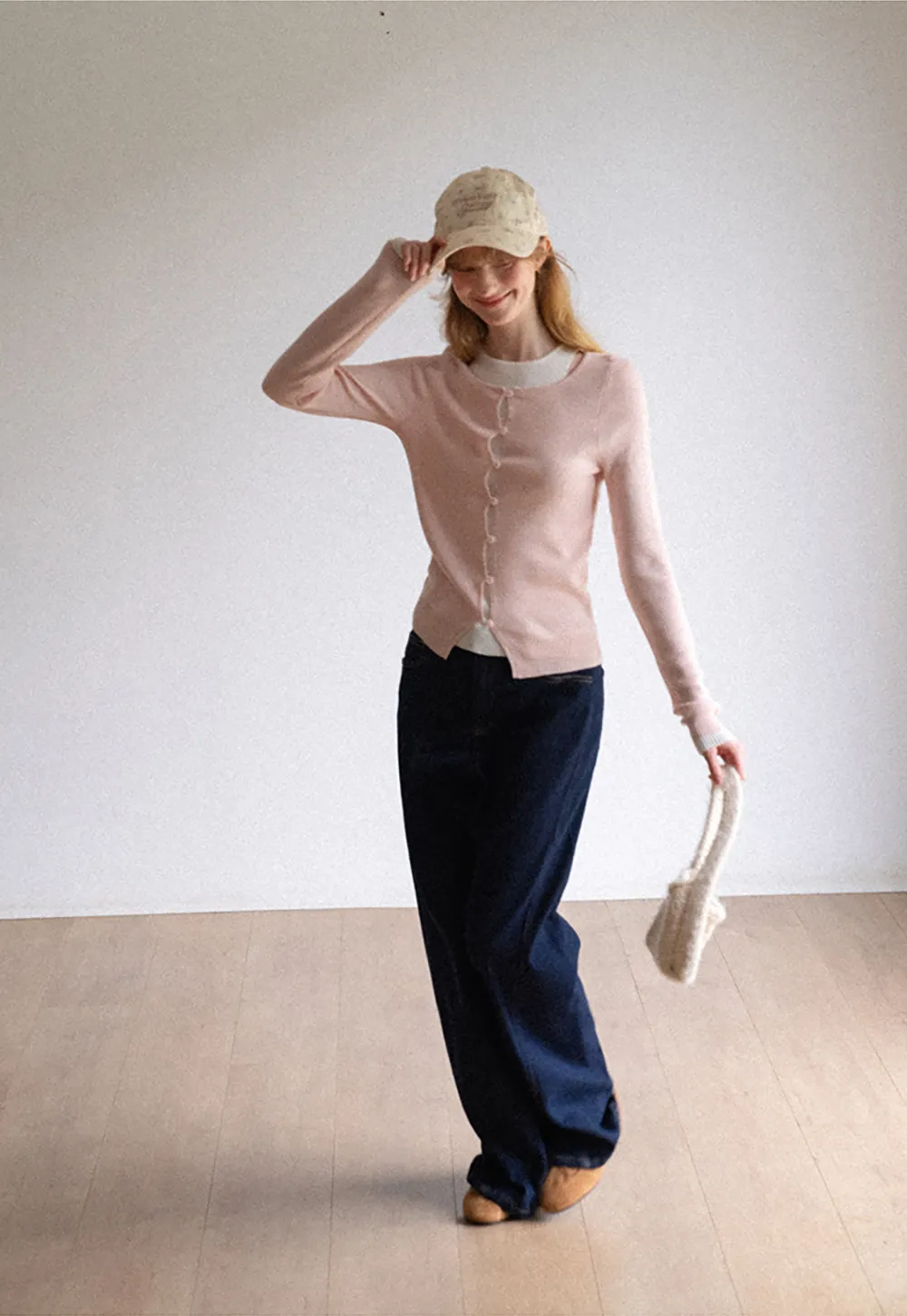 Cutout Shoulder Button Front Knit Sweater