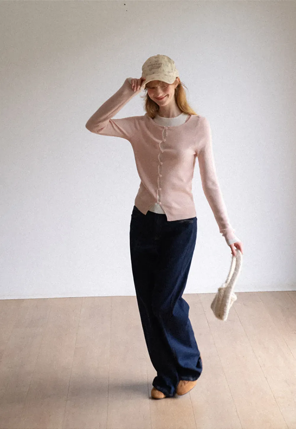 Cutout Shoulder Button Front Knit Sweater