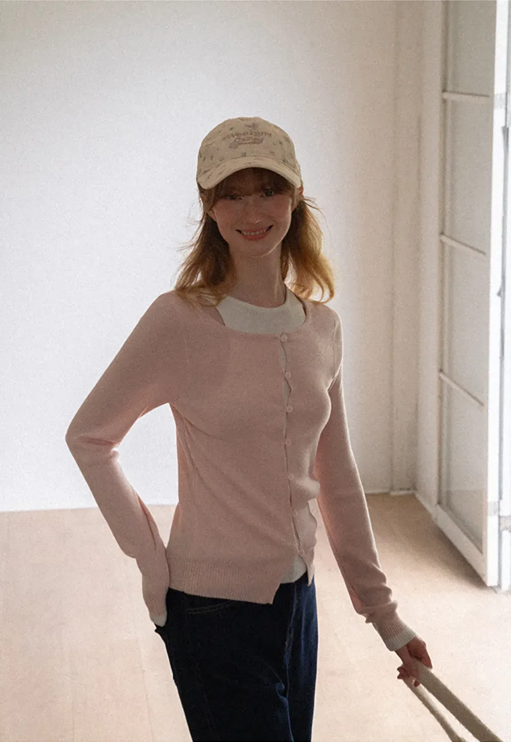 Cutout Shoulder Button Front Knit Sweater