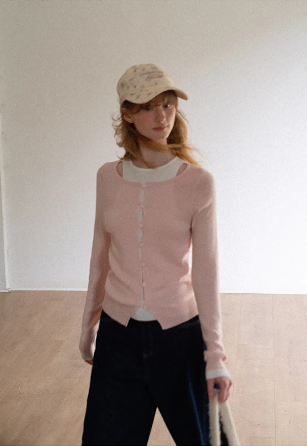 Cutout Shoulder Button Front Knit Sweater