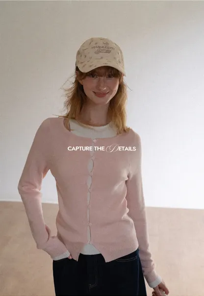 Cutout Shoulder Button Front Knit Sweater
