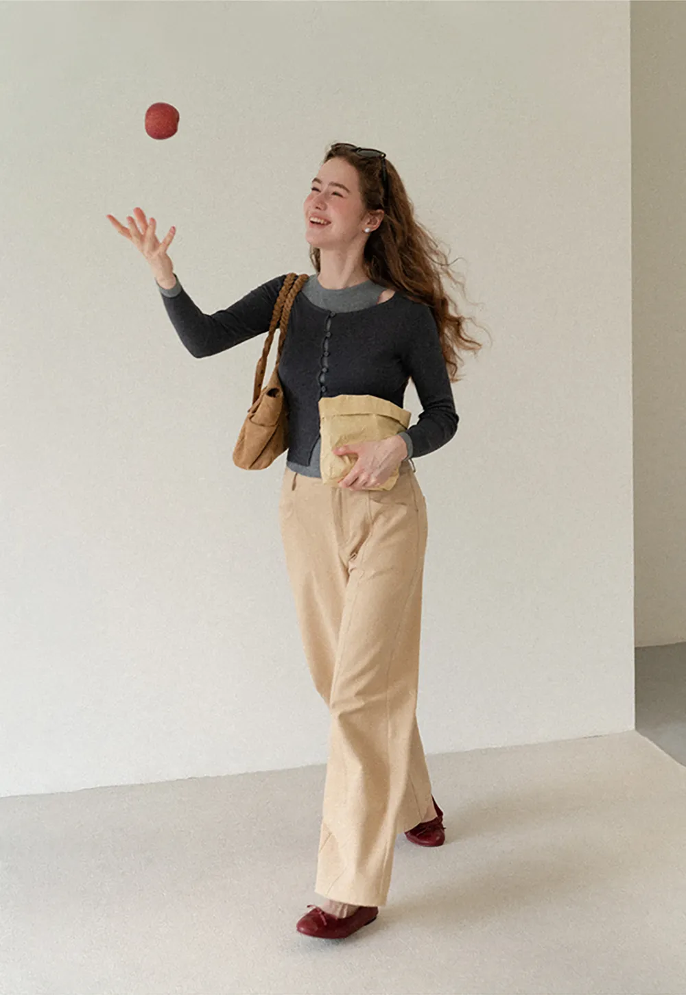 Cutout Shoulder Button Front Knit Sweater