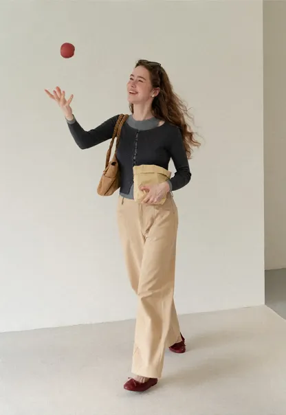 Cutout Shoulder Button Front Knit Sweater