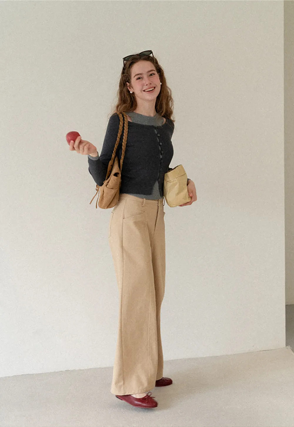 Cutout Shoulder Button Front Knit Sweater