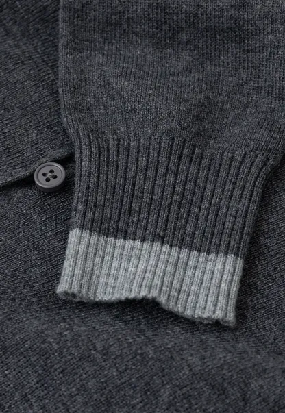 Cutout Shoulder Button Front Knit Sweater
