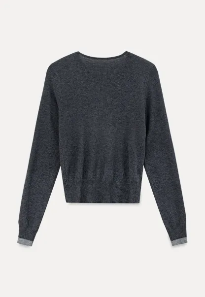 Cutout Shoulder Button Front Knit Sweater